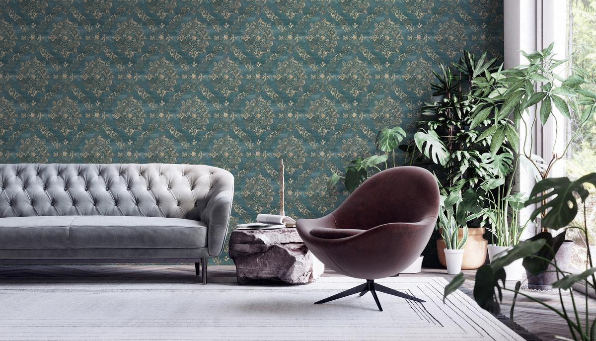 VLIESTAPETE Petrol 53/1005 cm - Petrol, Kunststoff/Textil (53/1cm) - KUNSTLOFT