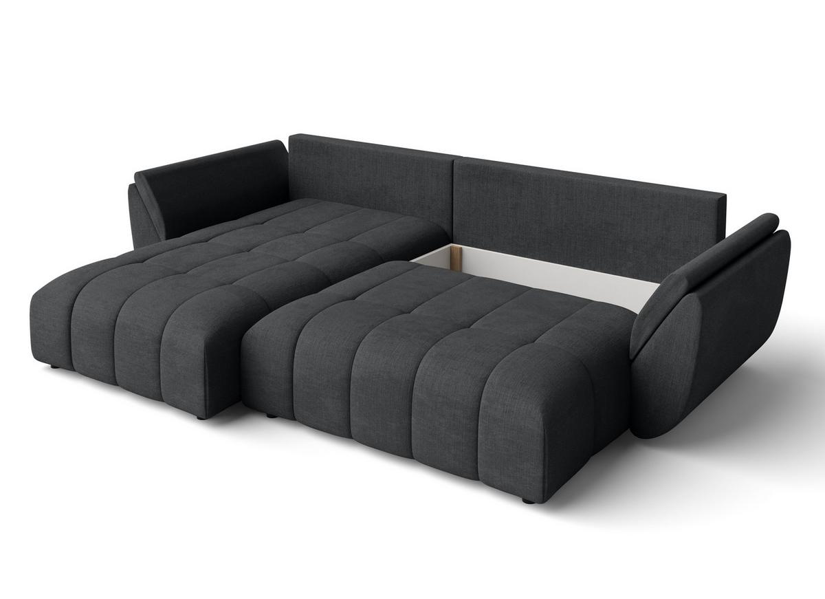 ECKSOFA L Form Verciani Dunkelgrau 280/190/91 cm mit Schlaffunktion - Dunkelgrau/Schwarz, Kunststoff/Textil (280/190cm) - AX Living