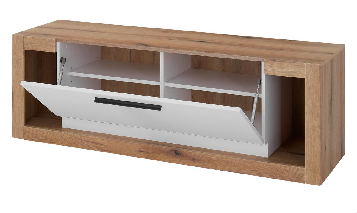 TV-LOWBOARD weiß matt, Evoke Eiche, TV Unterteil 150 x 49 cm - Eichefarben/Silberfarben, Holzwerkstoff/Kunststoff (150/49/43cm) - Furn.Design