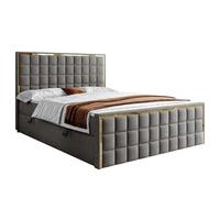BOXSPRINGBETT ISADORA II GOLD mit Bettkasten und Topper 140x200 cm Royal Velvet 250 - Grau, Textil - Lookway