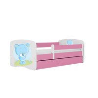 KINDERBETT blauer Teddybär Blumen mit Schublade und Matratze 140/70 - Rosa, Holzwerkstoff (70/140cm) - RAUMHIRSCH FURNITURE