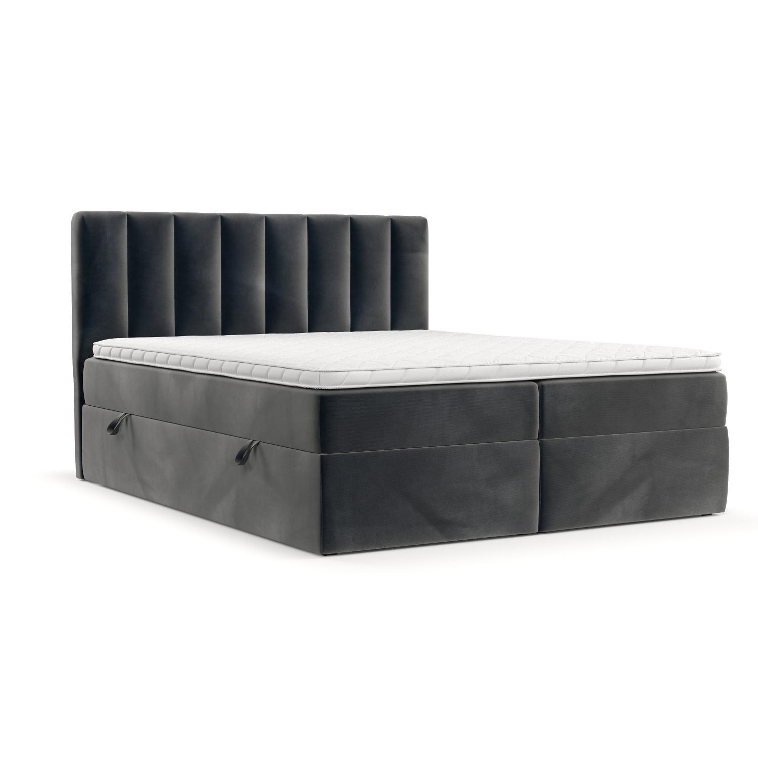 BOXBETT Bari 140/200 cm Anthrazit im Paros Stoff - Anthrazit, Holz/Holzwerkstoff (140/200cm) - AltaBeds