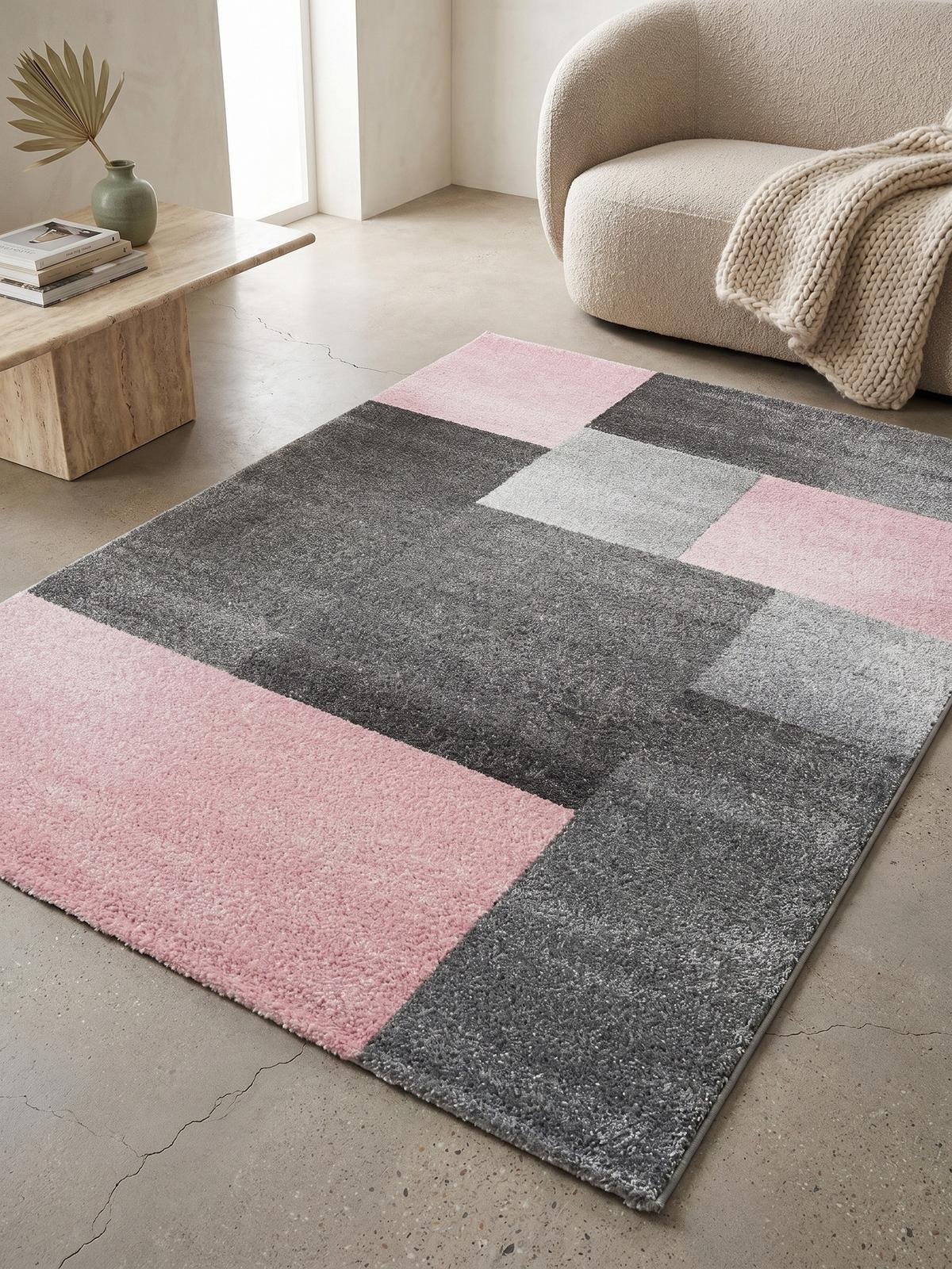 TEPPICH Kurzflor SOLDA in Rosa, kariert, 160 x 230 cm - Rosa, Textil (160/230cm) - KADIMA DESIGN