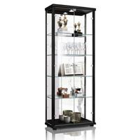 VITRINE 33/67/176 cm mit Spiegel, LED, Schloss & 4 höhenverstellbaren Glasböden - Transparent/Silberfarben, Glas/Holzwerkstoff (67/176/33cm) - K-Möbel