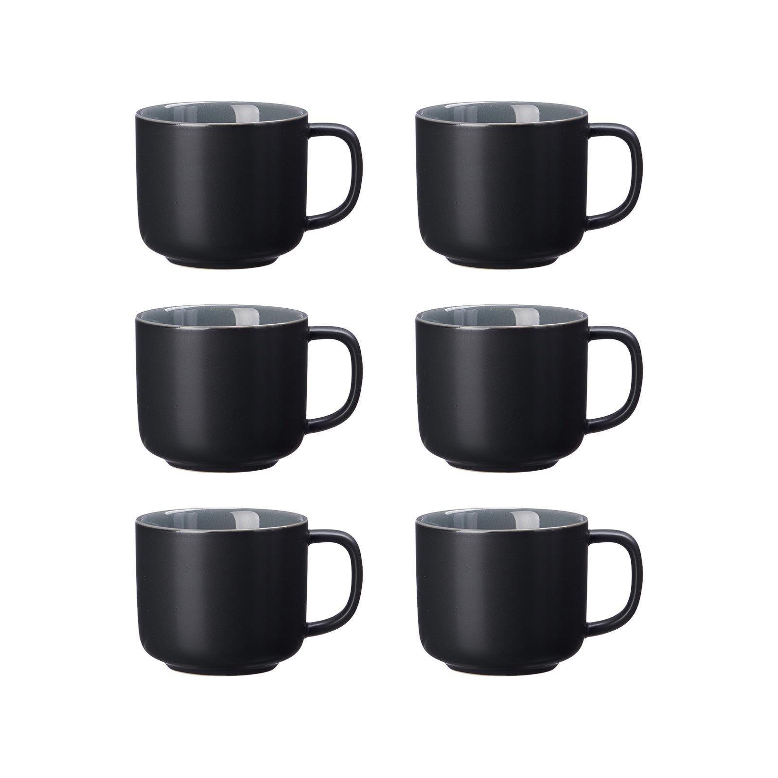 KAFFEETASSEN Jasper Schwarz 240 ml 6er Set - Schwarz, Keramik (0.24L) - Ritzenhoff Breker