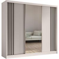 SCHWEBETÜRENSCHRANK Nela II 240/216/61 kaschmir+schwarz mit Schubladen - Kaschmir/Schwarz, Holzwerkstoff (240/216/61cm) - Beautysofa
