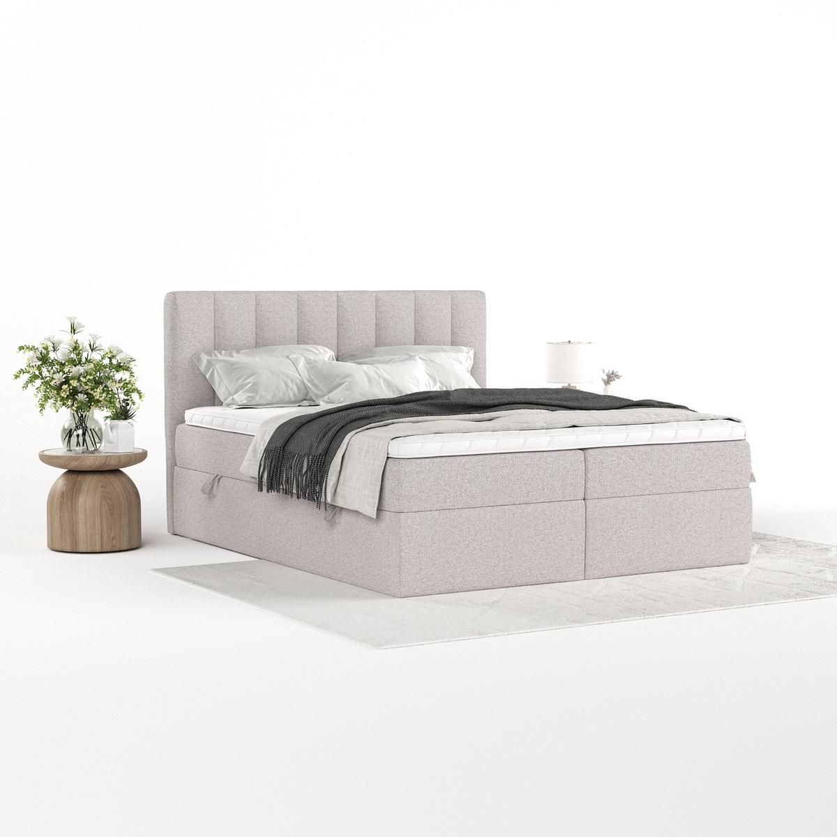 BOXBETT Bari 180/200 cm Beige im Riva Stoff - Beige, Holz/Holzwerkstoff (180/200cm) - AltaBeds