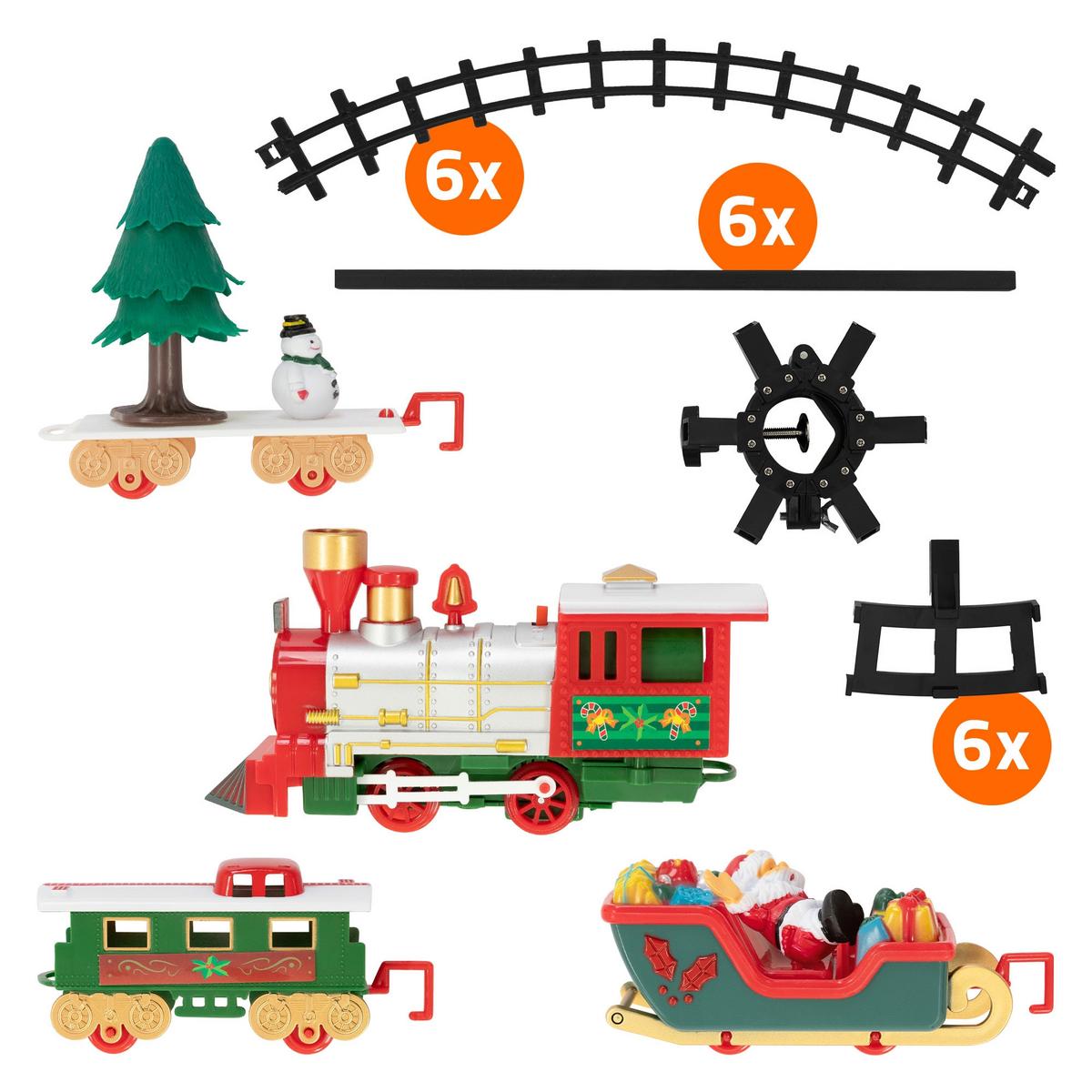 WEIHNACHTSZUG Set mit Licht & Sound Ø87,5 cm Weihnachtsdeko batteriebetrieben - Multicolor, Kunststoff (87.5/24/87.5cm) - ECD-Germany