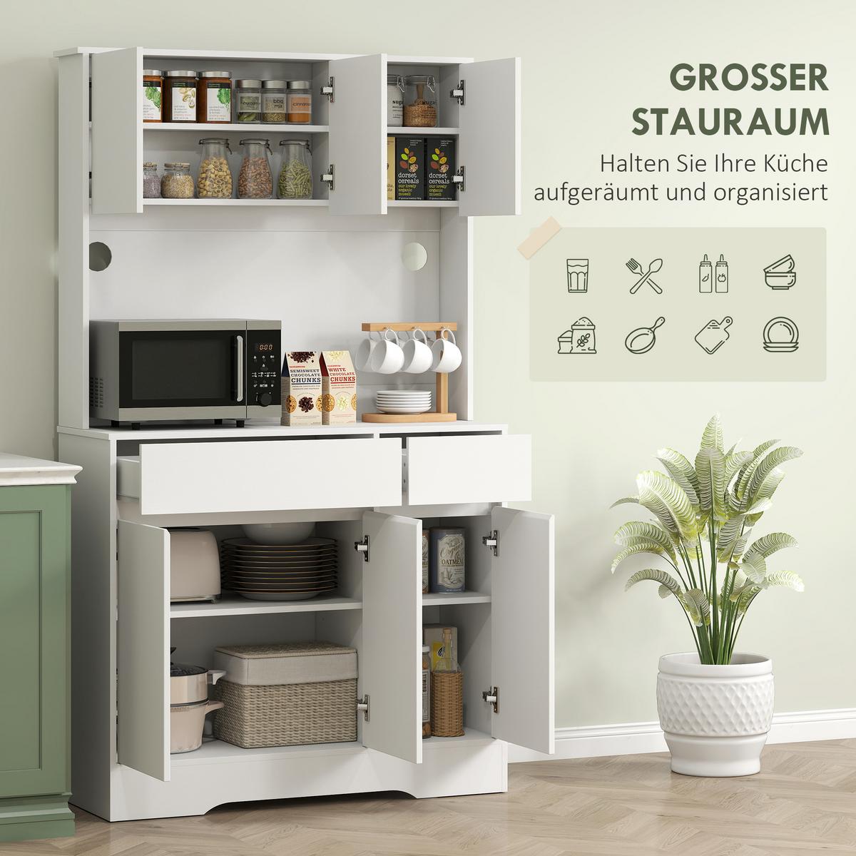 KÜCHENSCHRANK Spanplatte MDF Weiß - Weiß, Holz (38/180/100cm) - HOMCOM