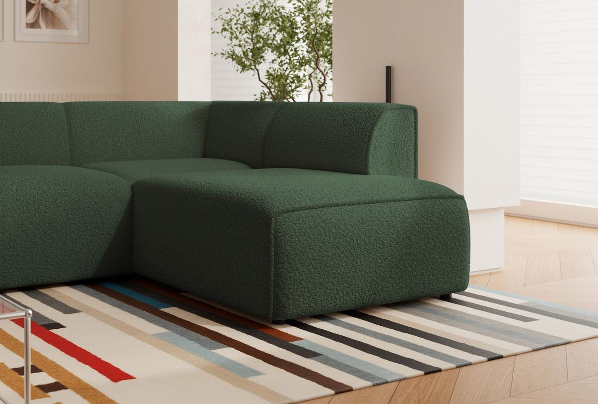 ECKSOFA ZAVO Rechts Feiner Mischstoff in Grün - Grün, Kunststoff/Textil (310/218cm) - Idohome