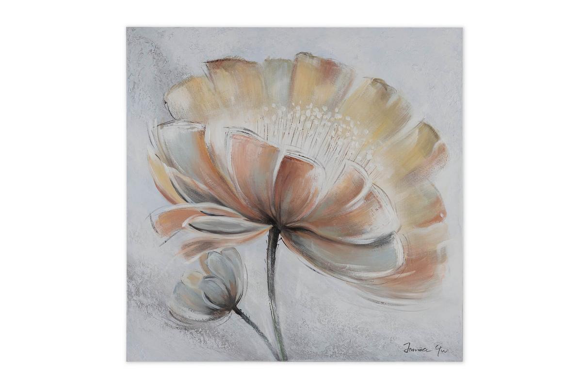 ACRYLBILD HANDGEMALT 80/80 cm - Beige/Grau, Holz/Textil (80/80cm) - KUNSTLOFT