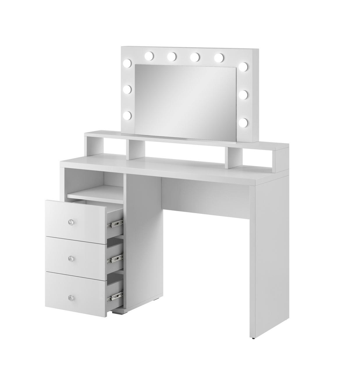 SCHMINKTICH BREZZA 120/136/40 cm mit Schubladen, Weiß - Weiß, Holzwerkstoff (120/136/40cm) - MASSENO