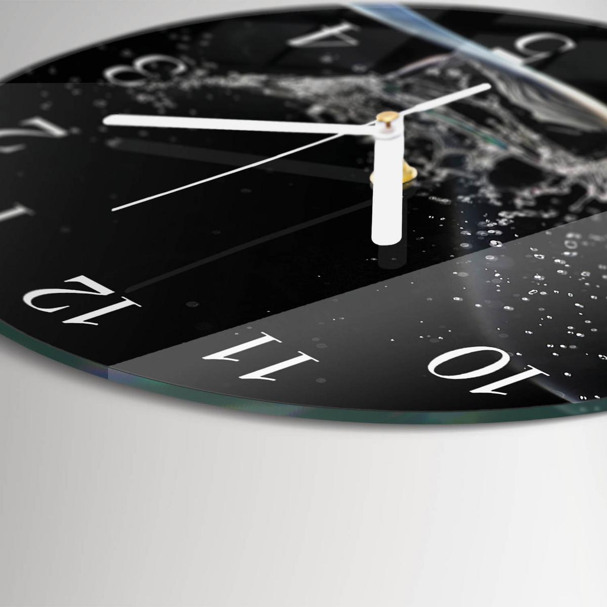 WANDUHR aus Glas Ø30 cm - Wasser - Schwarz, Glas (30/30/0.4cm) - TULUP