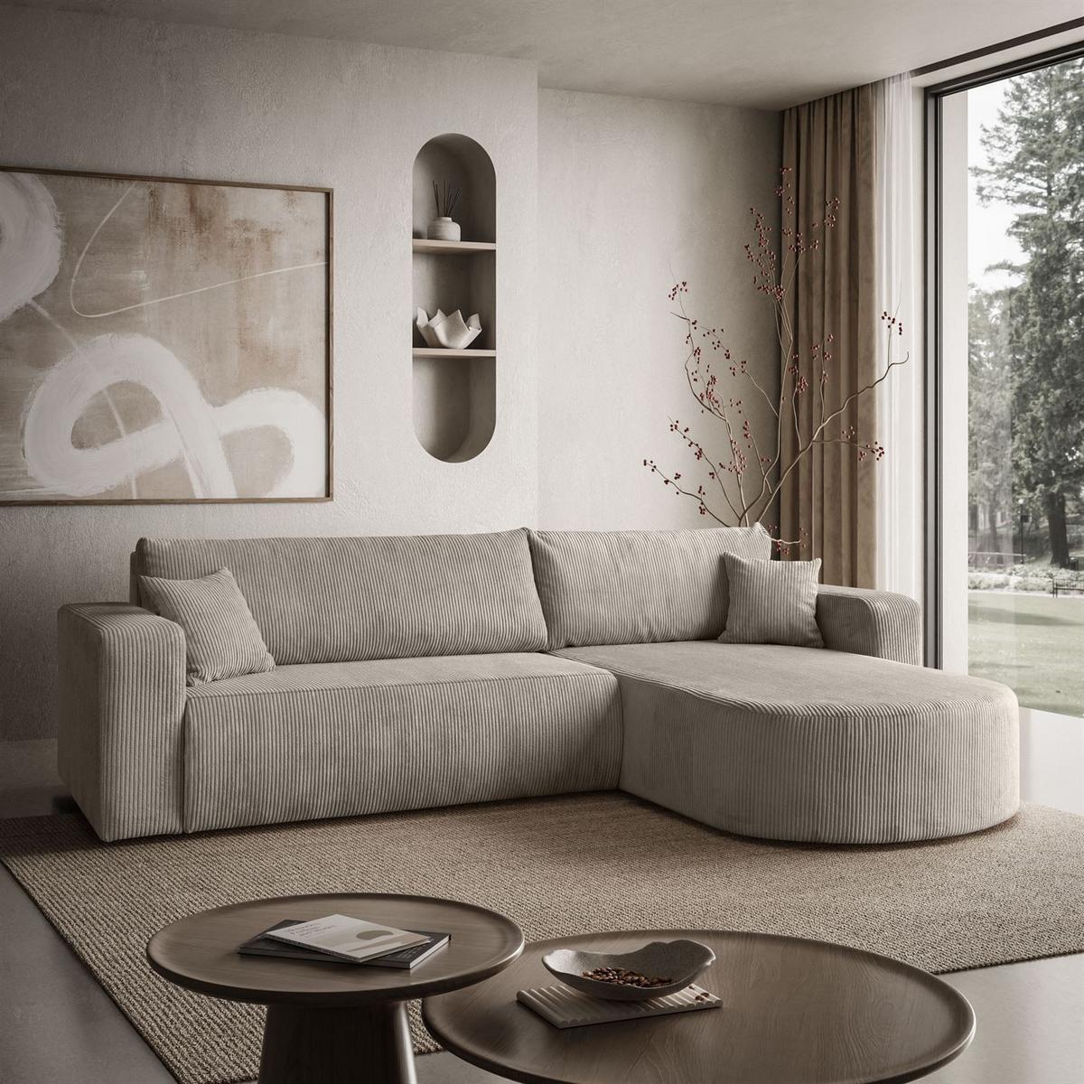 ECKSOFA SOPRANO mit Schlafunktion und Stauraum POSO 02 - Beige, Textil (271/175cm) - Lookway