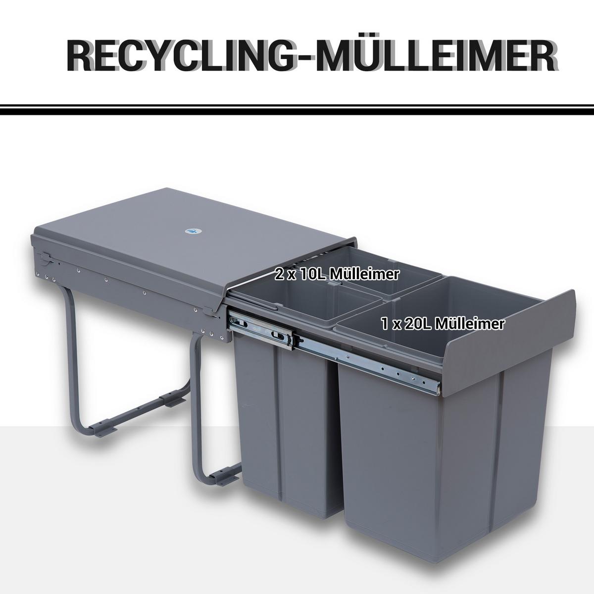 ABFALLEIMER aus Kunststoff Metall Grau - Grau, Metall (34.2/41.8/48cm) - HOMCOM