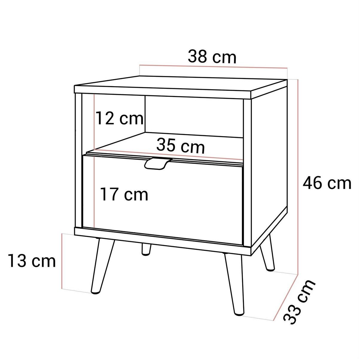 NACHTTISCH ALDO mit LED-Beleuchtung Kaschmir - Kaschmir, Holzwerkstoff (38/46/33cm) - Lookway