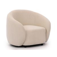 SESSEL Roundi Cremeweiß Bouclé - Creme/Schwarz, Holz/Kunststoff (90/76/80cm) - S-Style Möbel