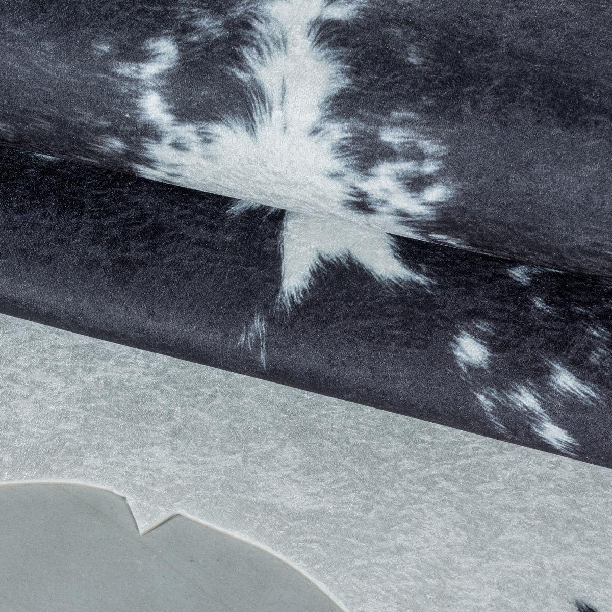 TEPPICH Flachgewebe GASTEIN in Schwarz, in Rindsleder-Optik, 150 x 200 cm - Schwarz, Textil (200/150cm) - KADIMA DESIGN