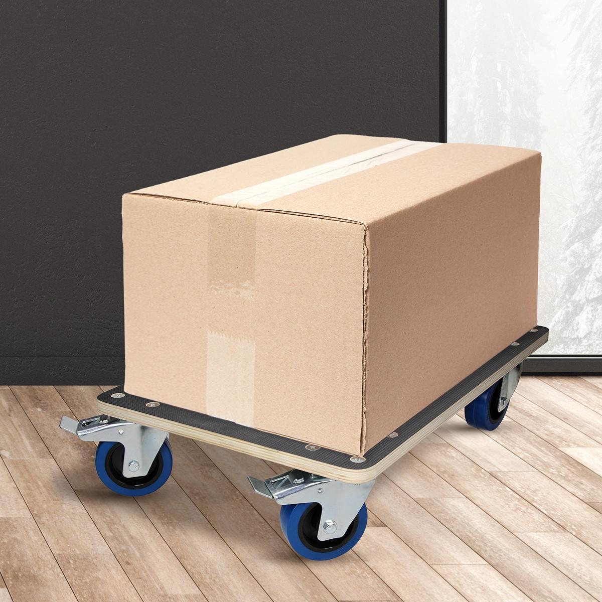 TRANSPORTROLLER 2er Set mit 4 Rollen 2 mit Bremsen 40x60 cm Traglast 800kg Siebdruck Holzplatte Black - Dunkelgrau, Holzwerkstoff (60/40/14.5cm) - ECD-Germany