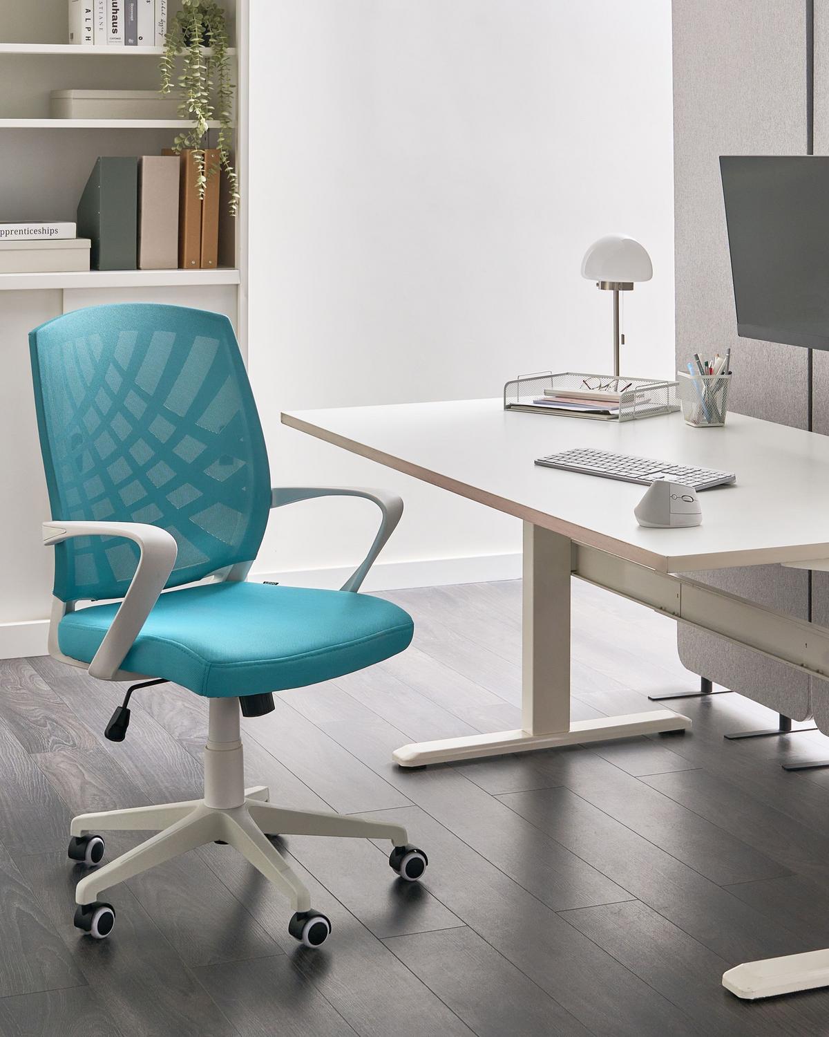 BÜROSTUHL Blau Bonny - Blau/Weiß, Textil (66/97/66cm) - Beliani