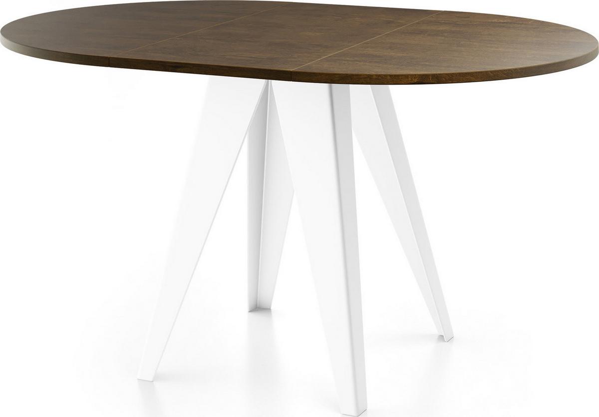ESSTISCH Griffin runder ausziehbarer, Lefkas Eiche 100-140/100/76 cm - Alteiche/Weiß, Holzwerkstoff/Metall (100/140/76cm) - WFL GROUP