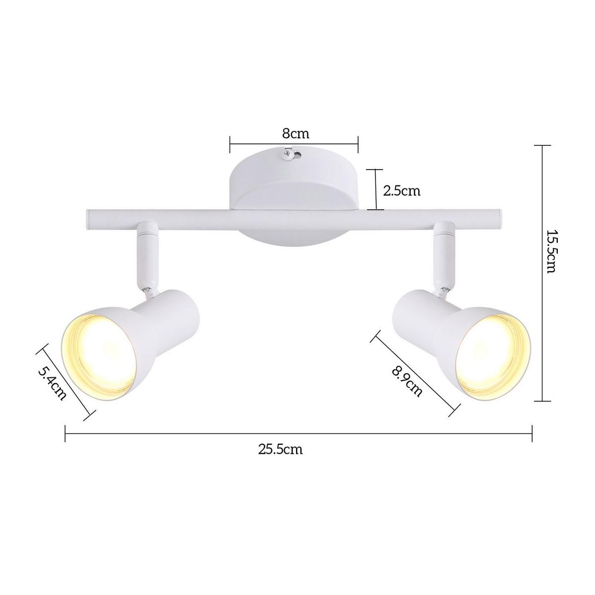 DECKENSTRAHLER Lewter 2-flammig 25.5/8/15.5cm - Weiß, Metall (25.5/8/15.5cm) - Nettlife