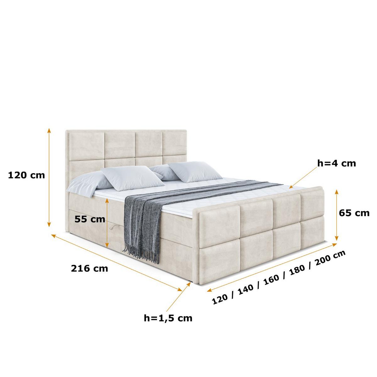 BOXBETT NOVA-Z - 140 x 200 - H4 - Ecru - Ecru, Holzwerkstoff (140/200cm) - ALTDECOR