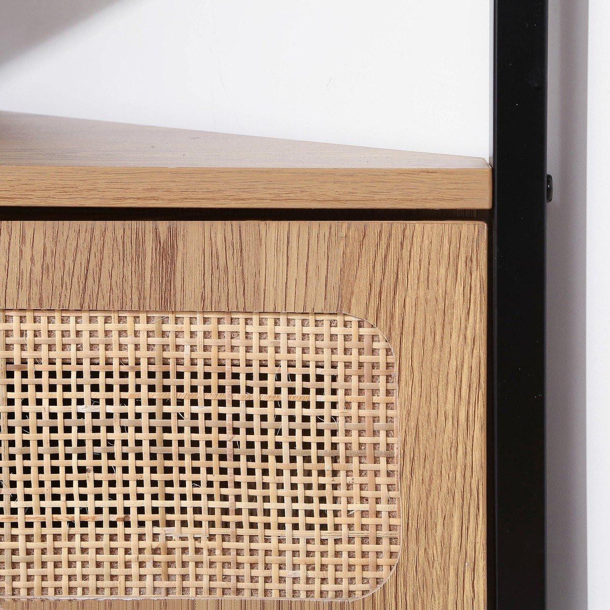 ECK-TV-MÖBEL 1 tür mit rattan-geflecht jaya 30/45/100 cm - Apfelbaumfarben, Holzwerkstoff (30/45/100cm) - Calicosy