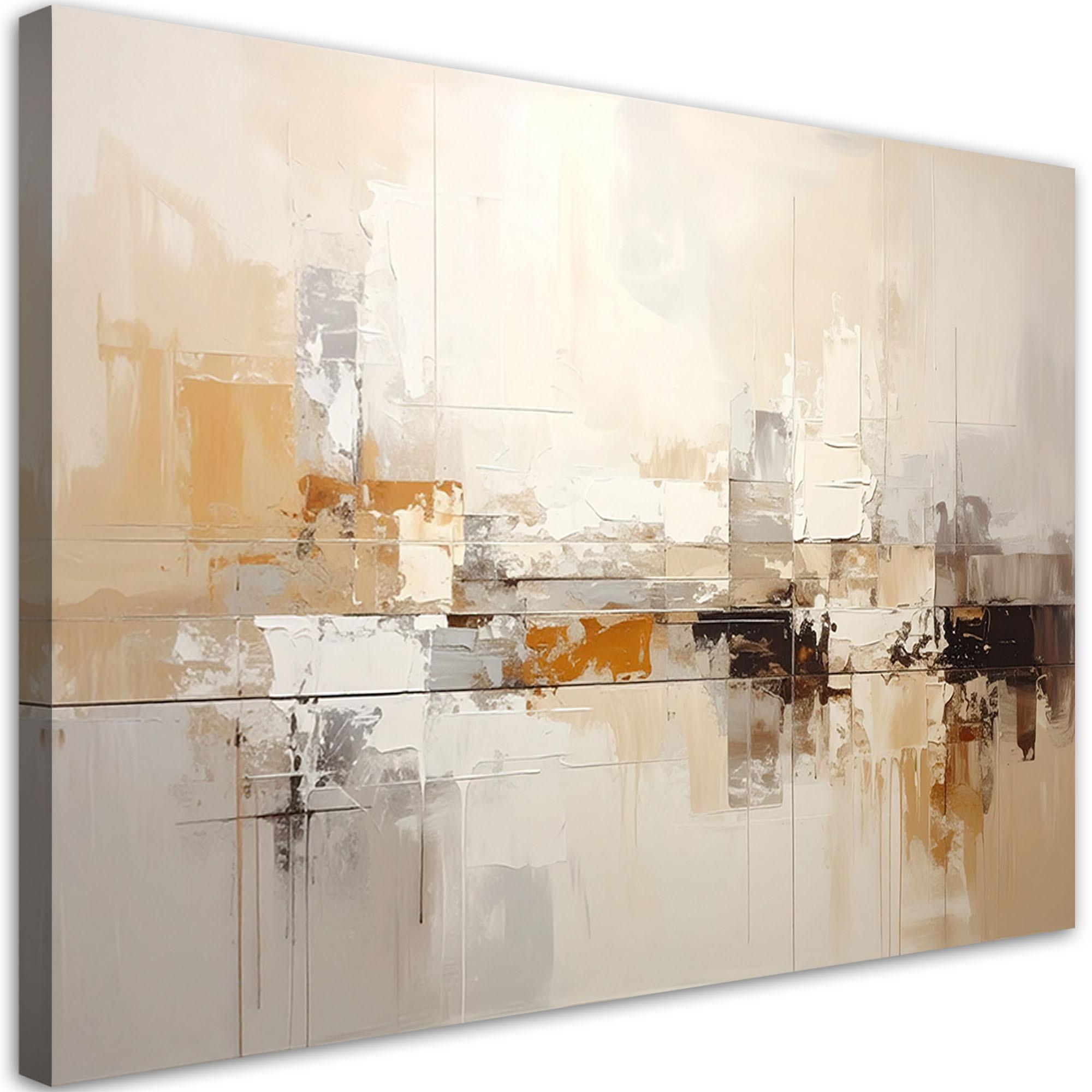 LEINWANDBILD, Beigefarbene moderne Abstrakt - Beige, Textil (45/30cm) - Feeby