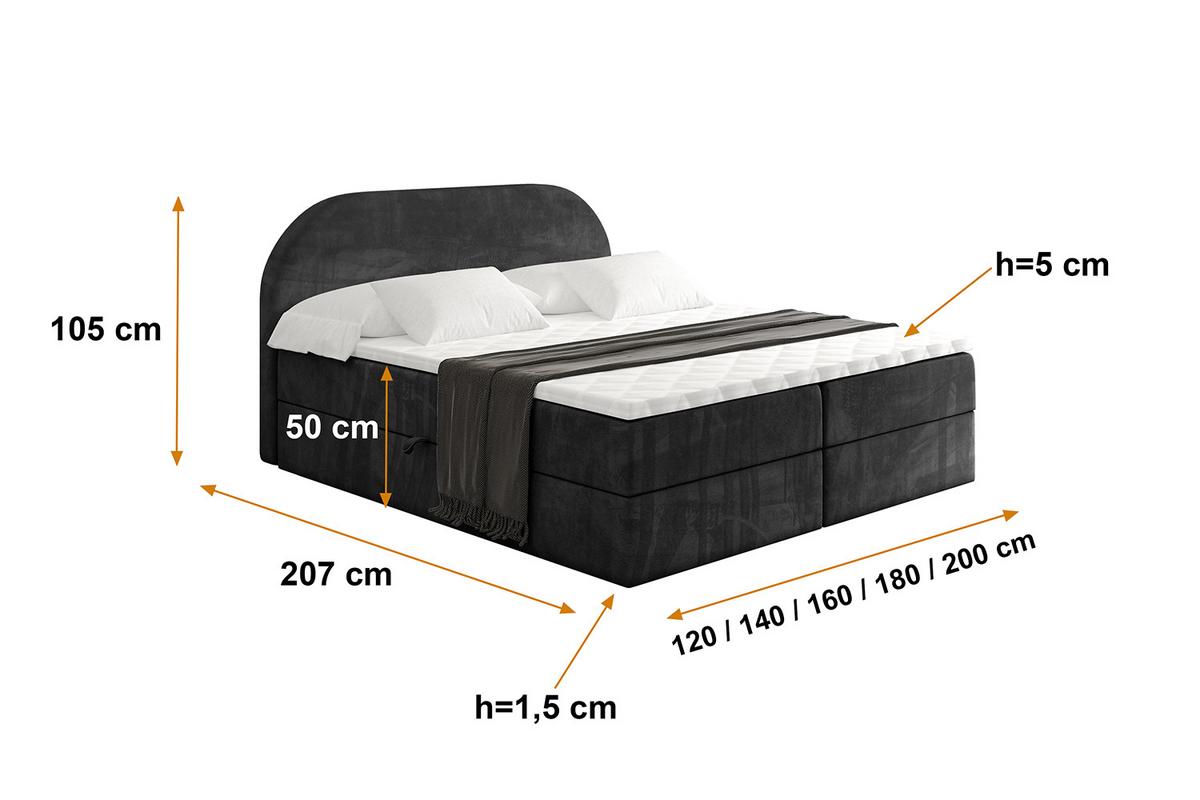 BOXBETT mit Matratze H3 und Lattenrost - NOX - 180x200 - Schwarz Casablanca - Schwarz, Holzwerkstoff/Kunststoff (180/200cm) - ALTDECOR