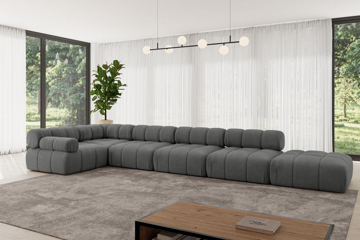 ECKSOFA modulares Sofa Felto-L3 - 475x190x70 cm Dunkelgrau Velours - Dunkelgrau, Holzwerkstoff/Textil (475/190cm) - ALTDECOR