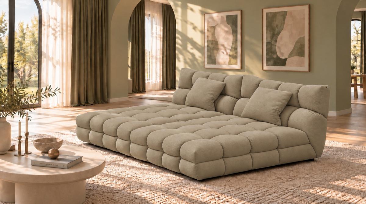 BIG SOFA AMIA Taupe Velvet - Taupe/Schwarz, Kunststoff/Textil (290/86/178cm) - KAWOLA