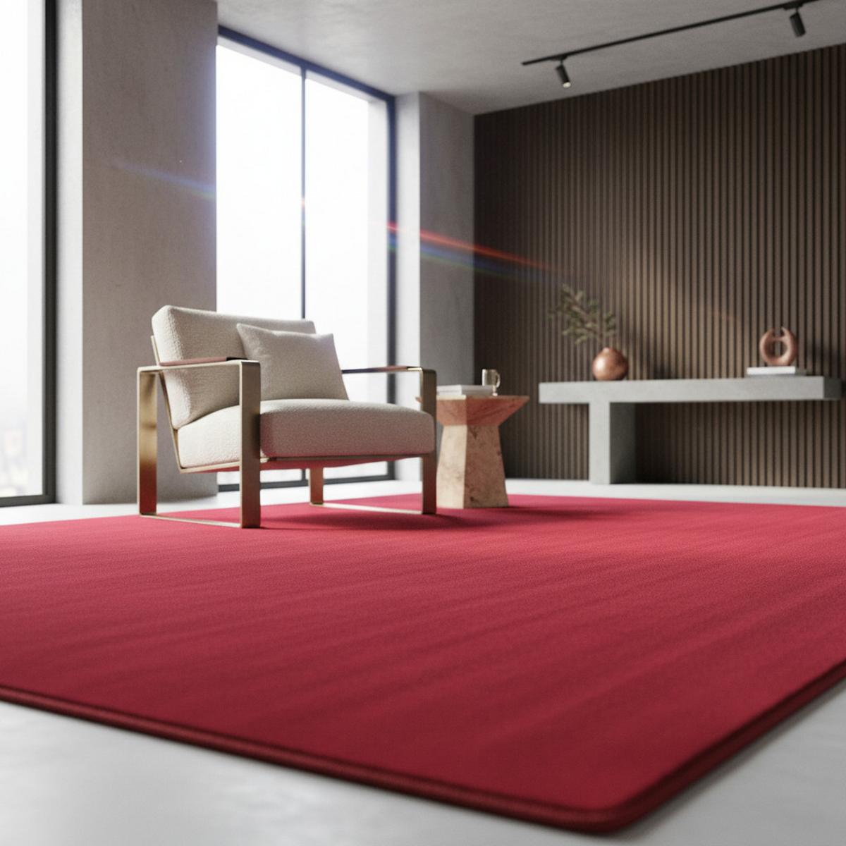 TEPPICH Kurzflor Waschbar LECH in Rot, einfarbig, 140 x 200 cm - Rot, Textil (200/140cm) - KADIMA DESIGN