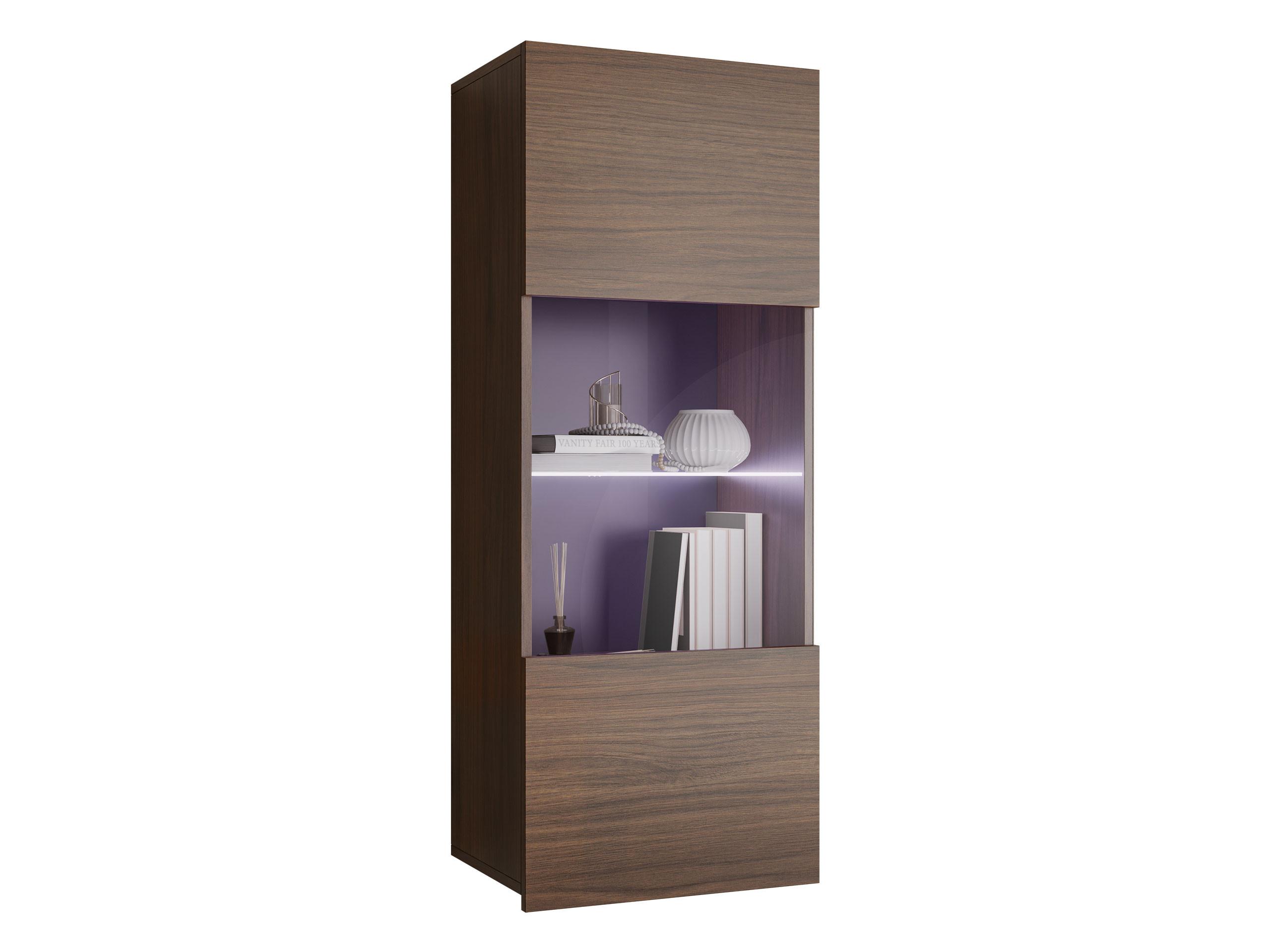 HÄNGEVITRINE Calabrini 05 mit blauer LED Beleuchtung - Nussbaumfarben, Holzwerkstoff (45/117/32cm) - MIRJAN24