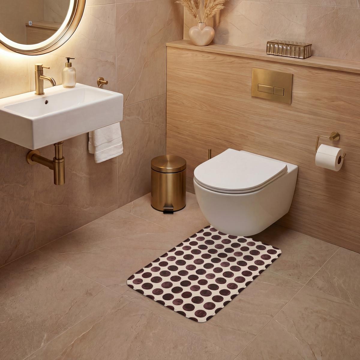 WC-VORLEGER Polka dots - Muster - Braun WC Teppich 40x60 cm - Bordeaux, Textil (40/1cm) - OnlyWow