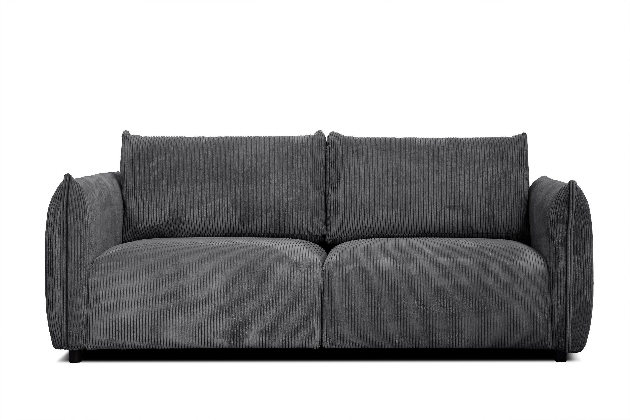 SOFA TAUER 3-Sitzer, dunkelgrau - Dunkelgrau/Schwarz, Holzwerkstoff/Kunststoff (112/84/206cm) - Wozimo