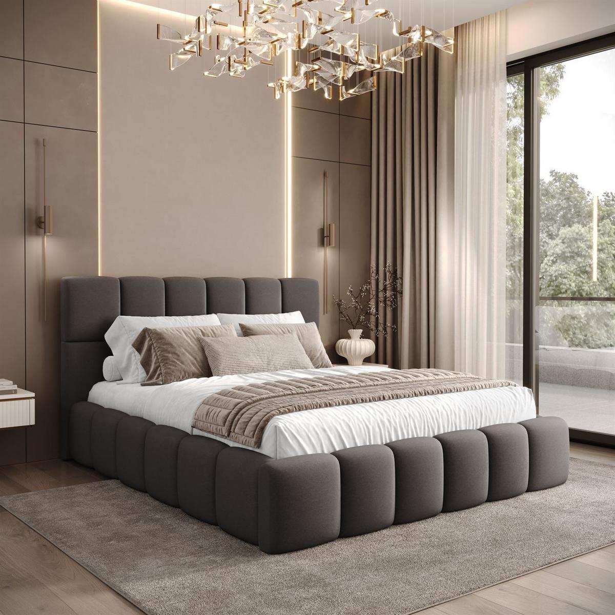 POLSTERBETT VENEZIA mit Bettkasten 180x200, Castel 93 - Graubraun, Textil (180/200cm) - Lookway