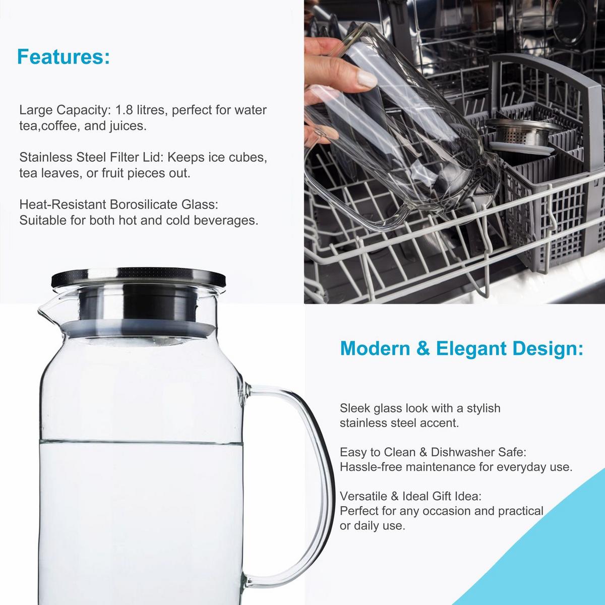 KARAFFE - Transparent, Glas (1.8L) - Intirilife