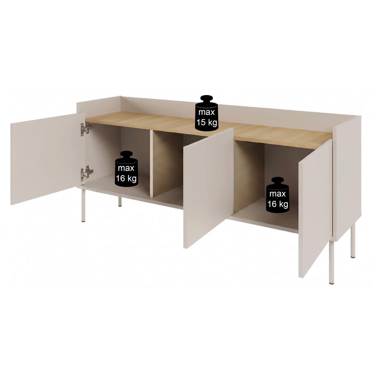 TV-SCHRANK Tovi Schwarz / Holzoptik Nussbaum 140 cm - Schwarz, Holzwerkstoff/Metall (139.8/58.5/36.4cm) - Selsey