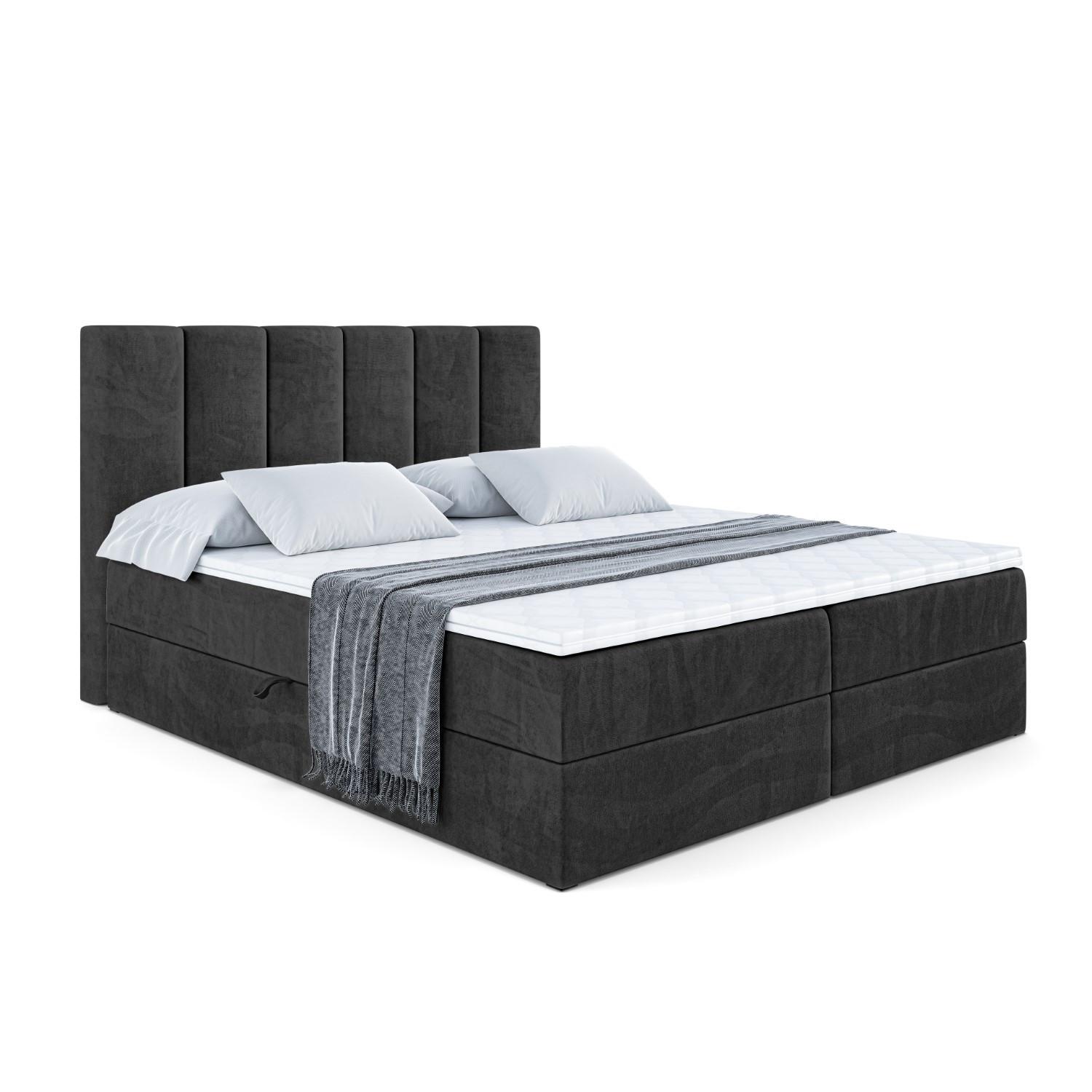 BOXBETT mit Matratze H4 und Lattenrost - BOXI1 - 140x200 cm - H4 - Schwarz - Schwarz, Holzwerkstoff (140/200cm) - ALTDECOR