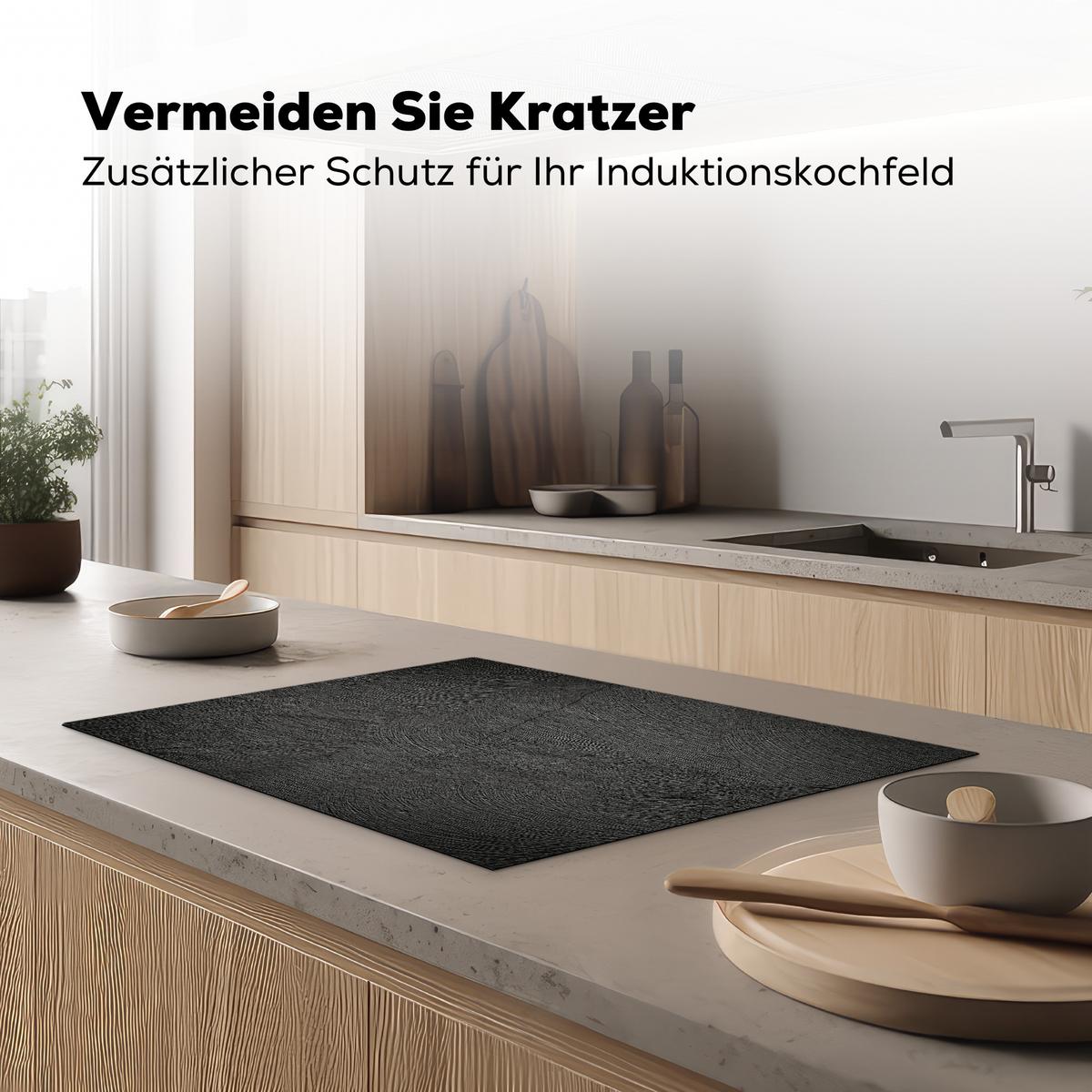 HERDABDECKPLATTE Beton - Schwarz - Industriell Herdabdeckung Induktionsfeld 75x52 cm - Anthrazit, Kunststoff (75/52/0.2cm) - MuchoWow