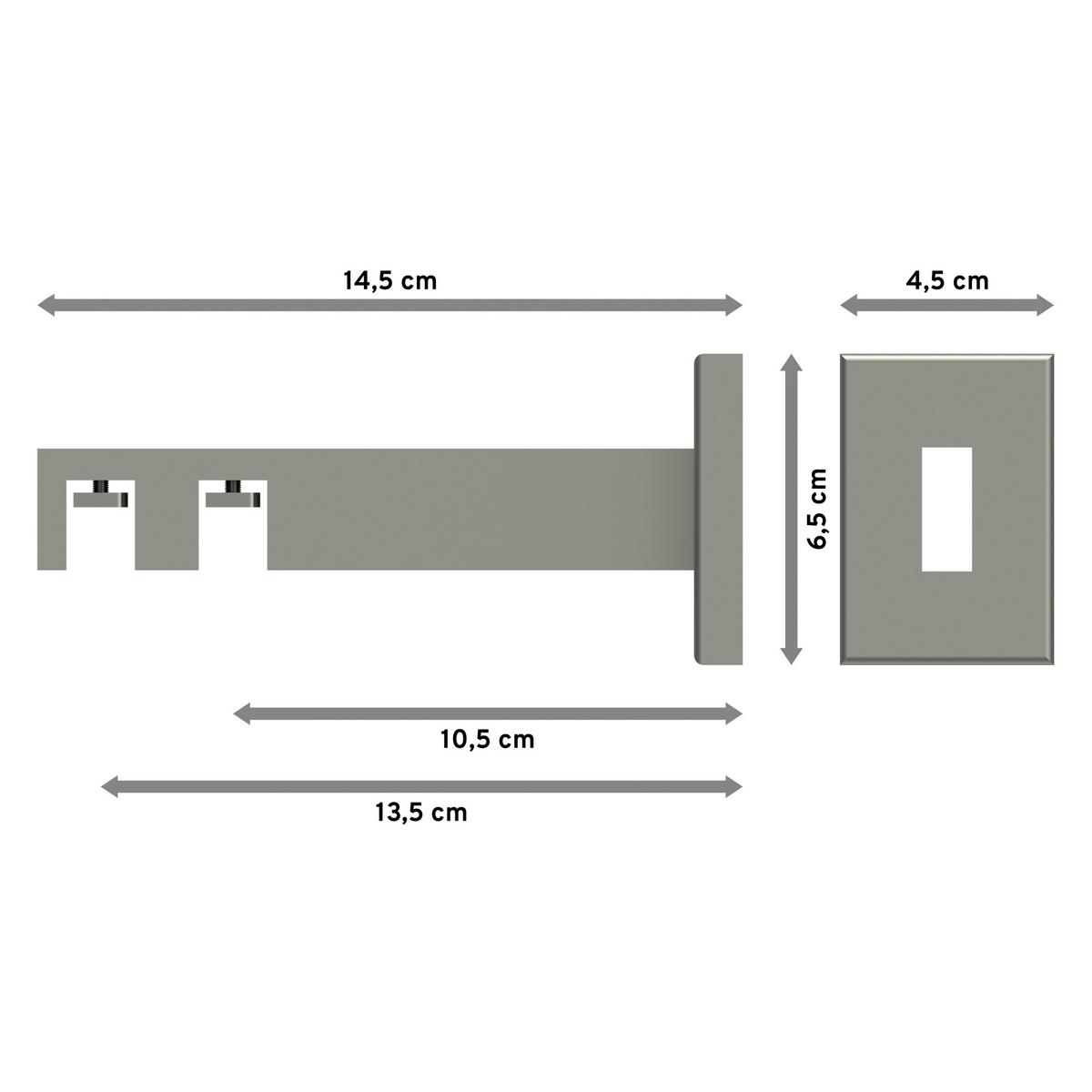 TRÄGER FÜR GARDINENSTANGEN INNENLAUF 14x35 mm, Smartline 2-läufig lang, Edelstahl-Optik - Edelstahlfarben, Metall (14.5/6.5/4.5cm) - INTERDECO