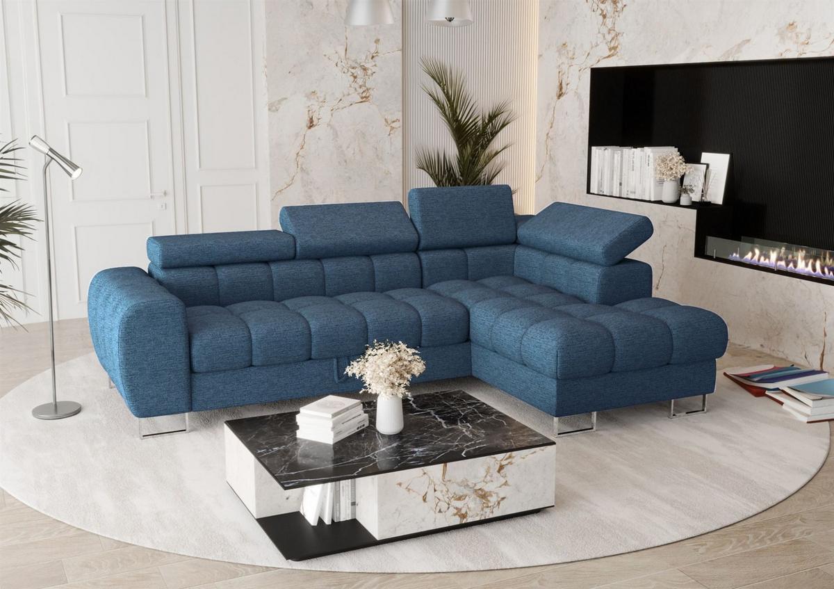 ECKSOFA Bastien Mit Schlaffunktion - Blau, Holzwerkstoff/Textil (260/170cm) - Fun Möbel