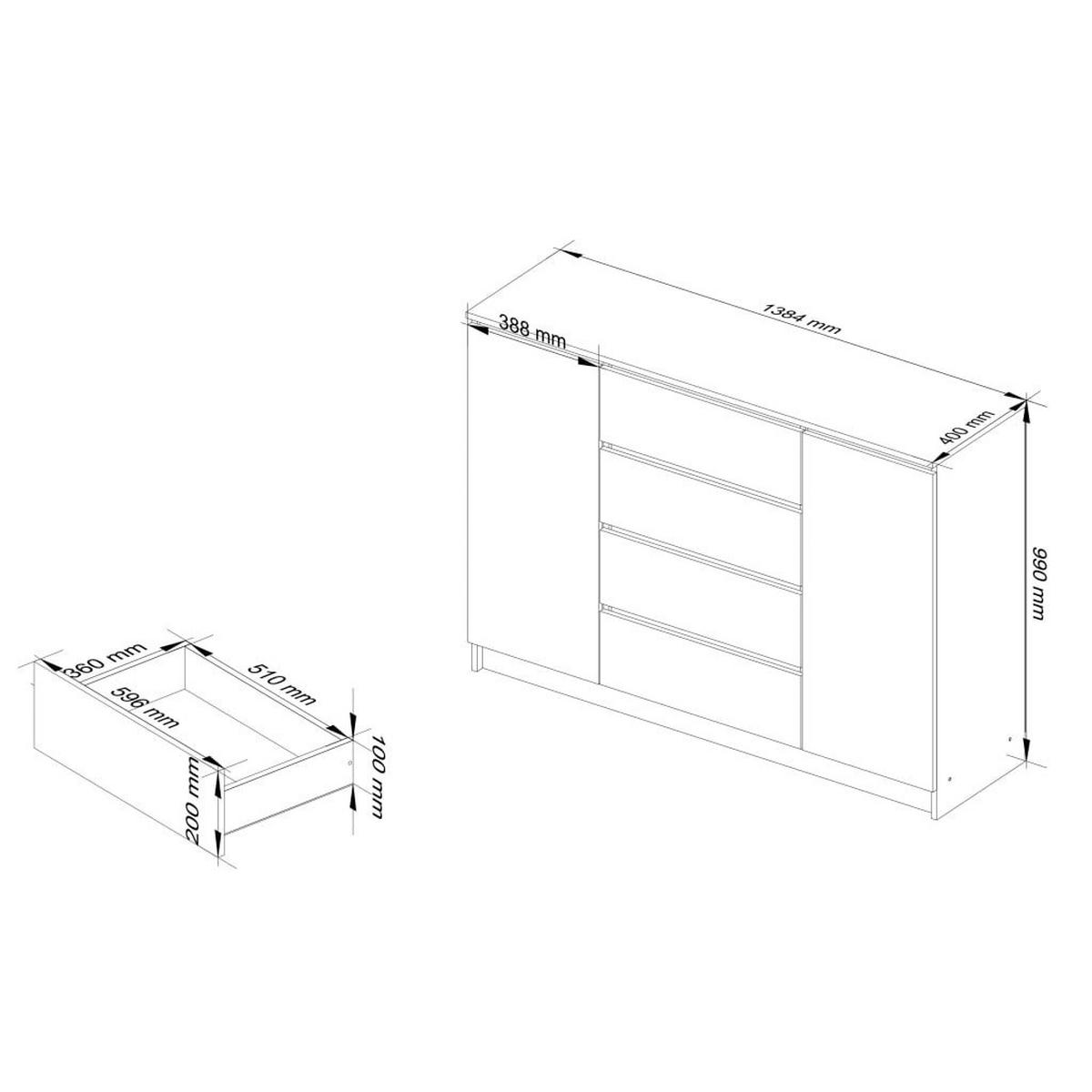 KOMMODE Weiß 99/138/40 - Weiß, Holzwerkstoff (138/99/40cm) - RAUMHIRSCH FURNITURE