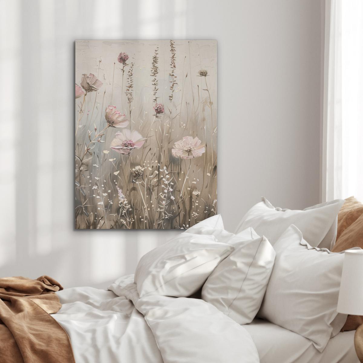 AKUSTIKBILD Blumen - Rosa - Modern - Beige Wandbilder 60x80 cm - Beige, Kunststoff (60/80/0.9cm) - MuchoWow