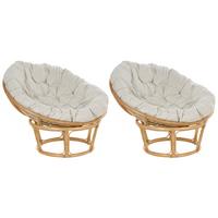 GARTENSESSEL 2er-Set Rattan helles beige Salvo - Naturfarben, Naturmaterialien (110/77/110cm) - Beliani