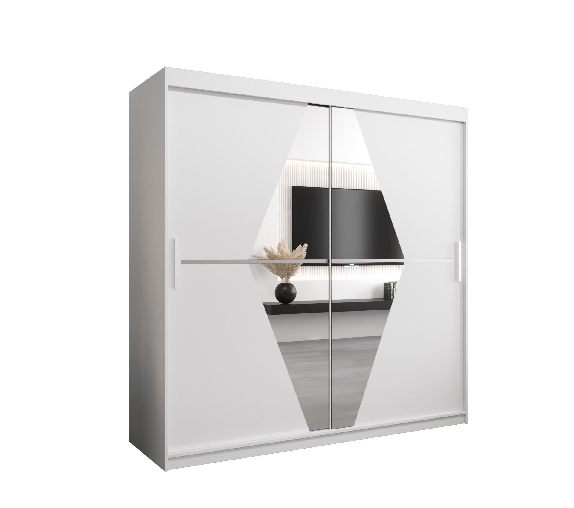 SCHWEBETÜRENSCHRANK 200/200/62 2-türig - Silberfarben/Weiß, Holz/Kunststoff (200/200/62cm) - MÖBEL KRYSPOL