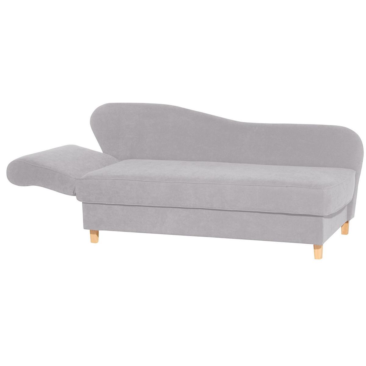 RECAMIERE mit Armteil links klappbar Katia Bezug Veloursstoff Buche natur / silber - Grau, Kunststoff (190/82/88cm) - 58aufmkessel