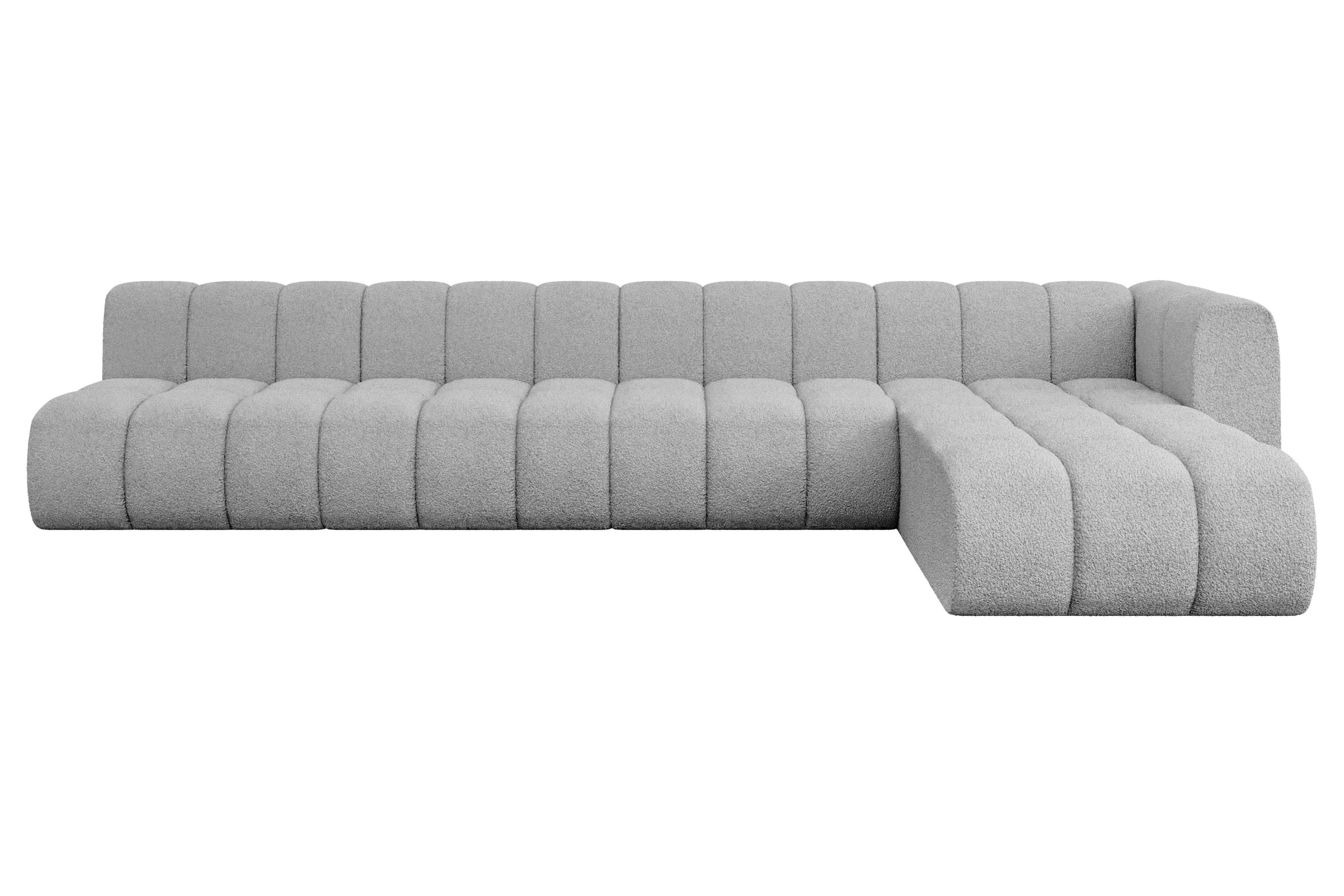 ECKSOFA modulares Sofa Darnel-L3 - 387x177x70 cm Hellgrau - Hellgrau, Holzwerkstoff/Textil (387/177cm) - ALTDECOR