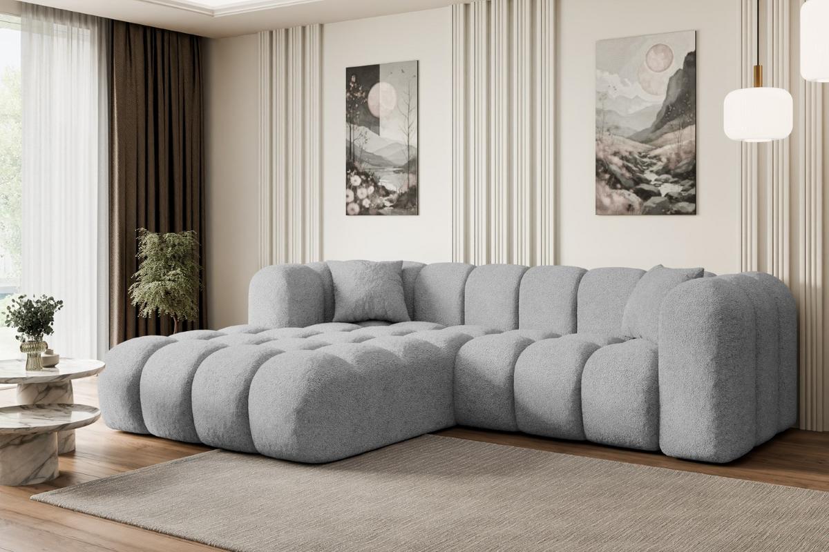 ECKSOFA Ottomane Links OLEA-L1 - 231x173x74 cm Hellgrau - Hellgrau/Schwarz, Holzwerkstoff/Kunststoff (190/242cm) - ALTDECOR